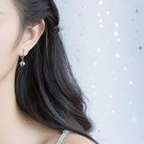 925 Silver Polished Lucky Ball Loop Huggie Earrings
