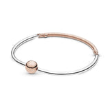 925 Silver Two-tone Moments Three-Link Bangle Charm Bracelet