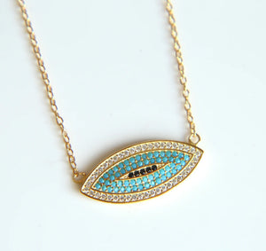 925 Silver Evil Eye Link Chain Necklace