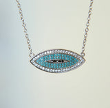 925 Silver Evil Eye Link Chain Necklace