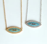 925 Silver Evil Eye Link Chain Necklace