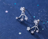 925 Silver CZ Star & Round Ear Earrings Jackets C-G1248