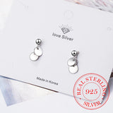925 Silver Coin Wafer Stud Earrings Women Anti Allergic Girls Gift