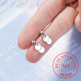 925 Silver Coin Wafer Stud Earrings Women Anti Allergic Girls Gift