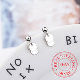 925 Silver Coin Wafer Stud Earrings Women Anti Allergic Girls Gift