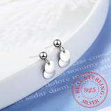 925 Silver Coin Wafer Stud Earrings Women Anti Allergic Girls Gift