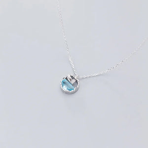925 Silver Mermaid Pendant Necklace with Crystals