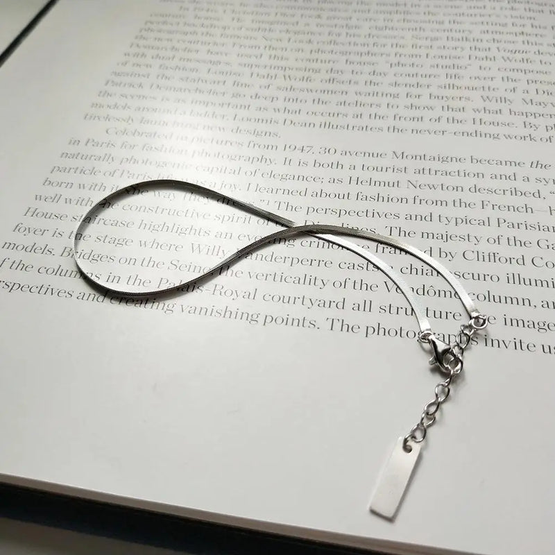 925 Silver Flat Blade Chain Anklet Bracelet TLS306