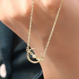 925 Silver Moon Crescent & Star Chain Bracelet TLS227