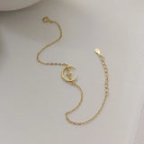 925 Silver Moon Crescent & Star Chain Bracelet TLS227