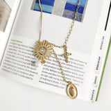 925 Silver Gold Sun Goddess Cross Shell Pearl Pendant Necklace Tassel Gift