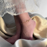 925 Silver Multilayer Chain Anklet Bracelet Interlocked Heart CZ Adjust Jewelry