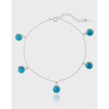 925 Silver Ocean Enamel Irregular Chain Anklet Bracelet C-HJL1823