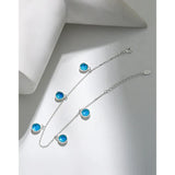 925 Silver Ocean Enamel Irregular Chain Anklet Bracelet C-HJL1823