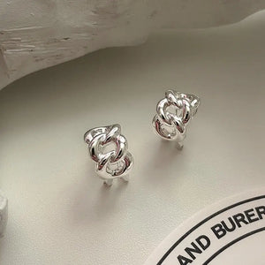 925 Silver Open Chain Ear-Bone Piercing Hoop Huggie Earrings