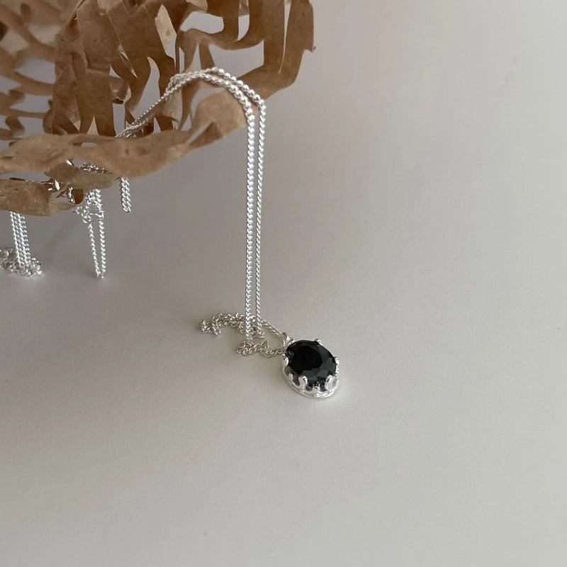 925 Silver Agate Oval Pendant Necklace
