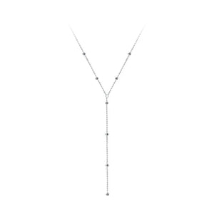 925 Silver Round Ball Pendant Lariat Y Necklace