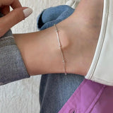 925 Silver Round Ball & Snakebone Chain Anklet Bracelet C-D31