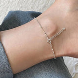 925 Silver Beads Chain Anklet Bracelet Strand C-D32