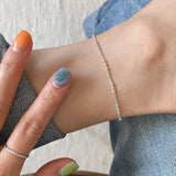 925 Silver Beads Chain Anklet Bracelet Strand C-D32