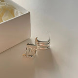 925 Silver Three-Rows Geometric Piercing Stud Earrings