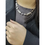 925 Silver Baroque Pearl Freshwater Necklace Bee Flower Pendant Charms