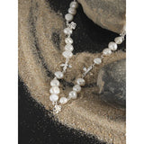 925 Silver Baroque Pearl Freshwater Necklace Bee Flower Pendant Charms