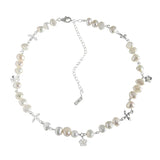 925 Silver Baroque Pearl Freshwater Necklace Bee Flower Pendant Charms