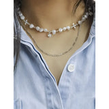 925 Silver Baroque Pearl Freshwater Necklace Bee Flower Pendant Charms