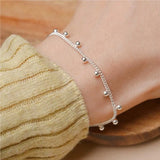 925 Silver Lucky Beads Chain Strand Bracelet Jewelry Gift