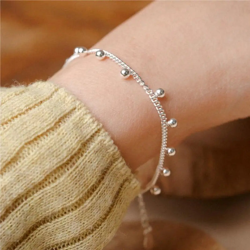 925 Silver Lucky Beads Chain Strand Bracelet Jewelry Gift