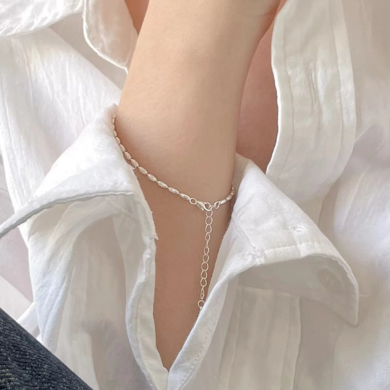925 Silver Olive Beads Anklet Bracelet C-D29