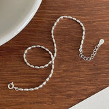 925 Silver Olive Beads Anklet Bracelet C-D29