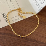 925 Silver Oval Chain Olive Beads Anklet Bracelet