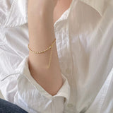 925 Silver Oval Chain Olive Beads Anklet Bracelet