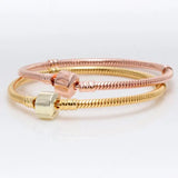 925 Silver Pan Bracelet Snake Chain for Women Beads Charm Jewelry