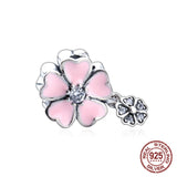 925 Sterling Silver Large Hole Red Box and Rose Pendant for Charm Bracelet