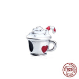 925 Sterling Silver Large Hole Red Box and Rose Pendant for Charm Bracelet