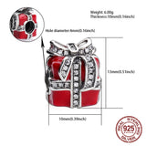 925 Sterling Silver Large Hole Red Box and Rose Pendant for Charm Bracelet