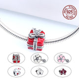 925 Sterling Silver Large Hole Red Box and Rose Pendant for Charm Bracelet