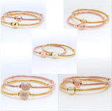 925 Sterling Silver Pan Bracelet Rose Snake Chain Women Beads Charm Jewelry