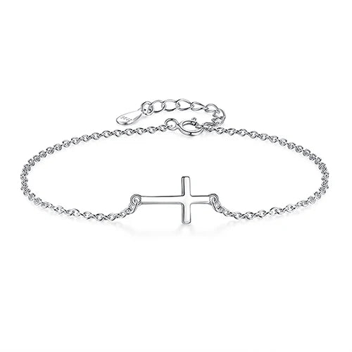 925 Silver CZ Crystal Charm Bracelet Wedding Jewelry Gift