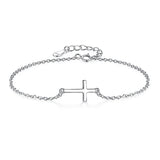 925 Silver CZ Crystal Charm Bracelet Wedding Jewelry Gift