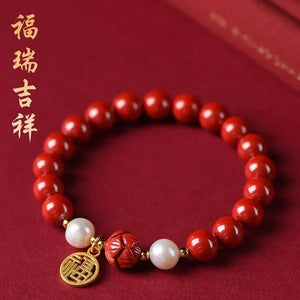 Cinnabar Dragon Year Lotus Bangle Purple Sand Emperor Lucky Bracelet