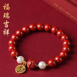 Cinnabar Dragon Year Lotus Bangle Purple Sand Emperor Lucky Bracelet