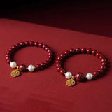 Cinnabar Dragon Year Lotus Bangle Purple Sand Emperor Lucky Bracelet