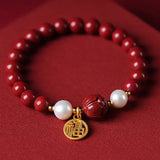 Cinnabar Dragon Year Lotus Bangle Purple Sand Emperor Lucky Bracelet