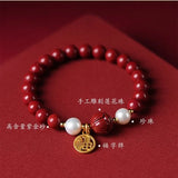 Cinnabar Dragon Year Lotus Bangle Purple Sand Emperor Lucky Bracelet