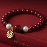 Cinnabar Dragon Year Lotus Bangle Purple Sand Emperor Lucky Bracelet