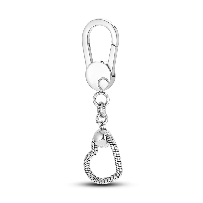 925 Sterling Silver Moment Key Ring Small Bag Charm Holder